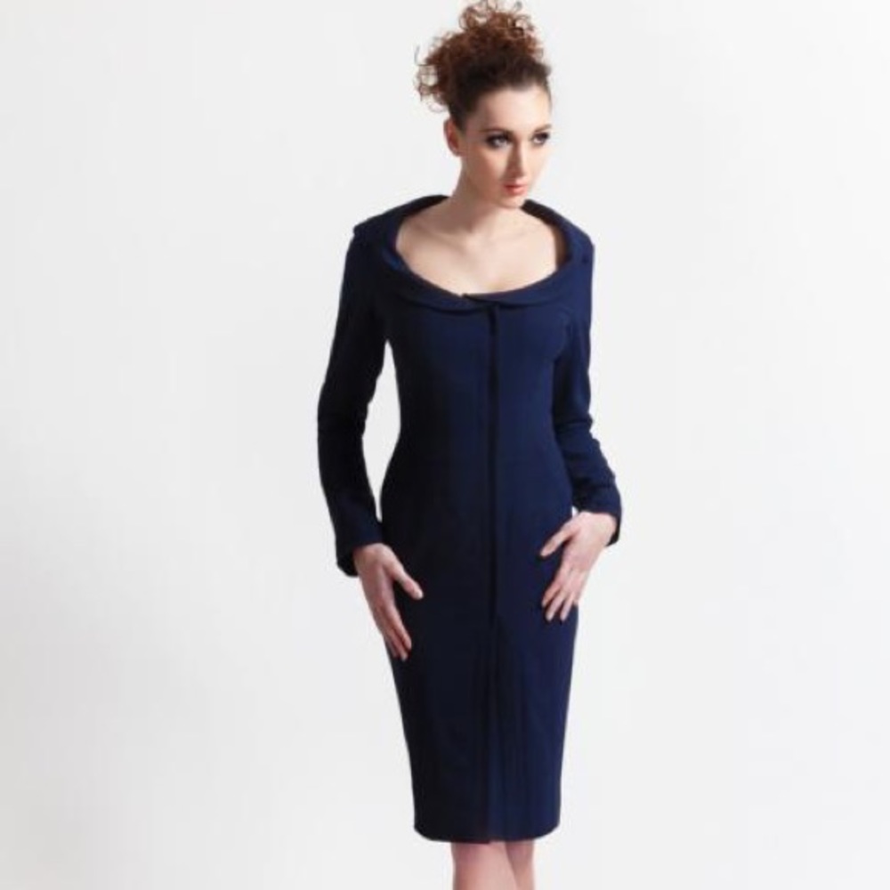 Lialia by Julia Alarcon 100% Virgin Wool Black Sheath Dress-Size 8